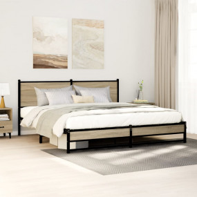 Bed Frame Sonoma oak Steel Double Bed Frame Rectangular