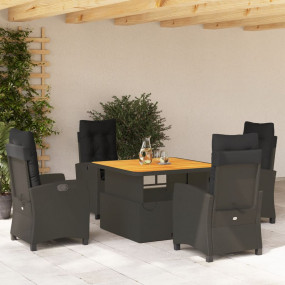 Garden Dining Set Black and Brown
