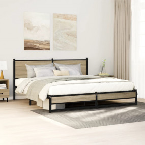 Bed Frame Sonoma oak Steel, engineered wood Super King ...