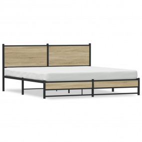 Bed Frame Sonoma Oak Steel 72 x 84 in Bed Frame Rectang...