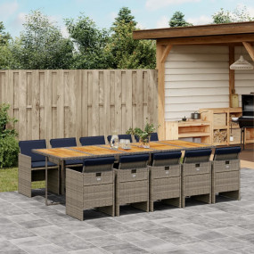 Patio Dining Set Set of 10 Gray PE rattan Large Foldabl...