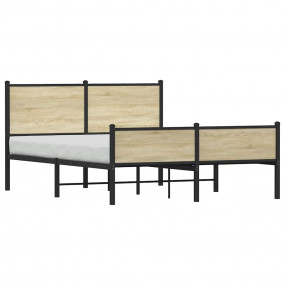 Bed Frame Sonoma Oak Steel, Engineered Wood King Bed Fr...