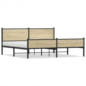 Bed Frame Sonoma Oak Steel, Engineered wood Double Bed ...