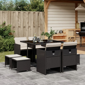 Garden Dining Set Black and Cream