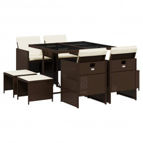 Garden Dining Set Brown, Cream White