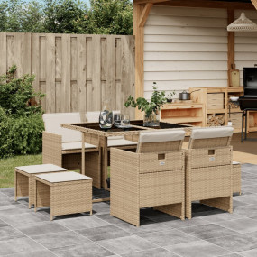 Garden Dining Set Beige and Black