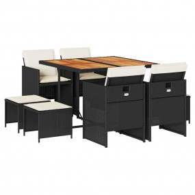 Garden Dining Set Black, Cream, Brown