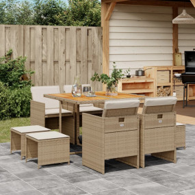 Garden Dining Set Beige, Brown, Cream