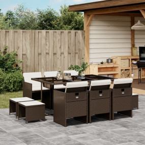 Garden Dining Set Brown, Black, Cream White