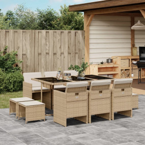 Garden Dining Set Beige, Black, Cream White PE Rattan L...