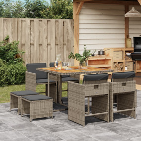 Patio Dining Set Set of 8 Gray, Brown, Dark Gray