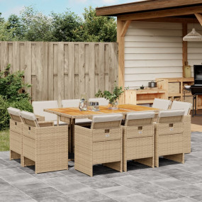 Garden Dining Set Beige and brown