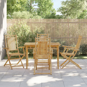 Garden Chair Set of 4 Natural Bamboo Bamboo Standard Fo...