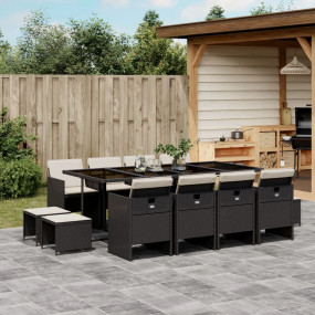 Garden Dining Set Black, Cream White