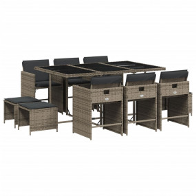 Patio Dining Set Set of 10 Grey for furniture, dark gre...