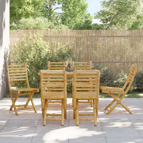 Garden Chair Set of 6 Natural Bamboo Standard Foldable