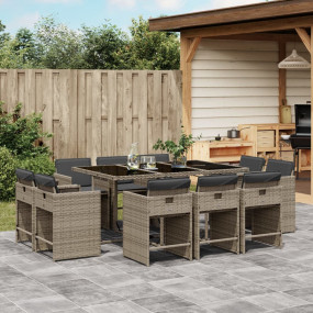 Patio Dining Set Set of 10 Grey