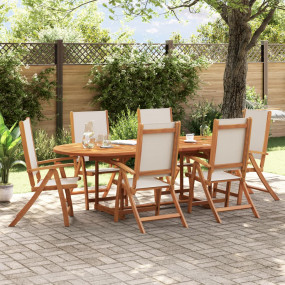 Folding Garden Chair Set of 6 Grey Solid acacia wood, T...