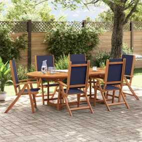 Folding Garden Chair Set of 6 Blue