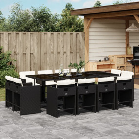 Patio Dining Set Set of 12 Black