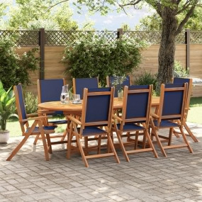 Folding Garden Chair Set of 8 Blue