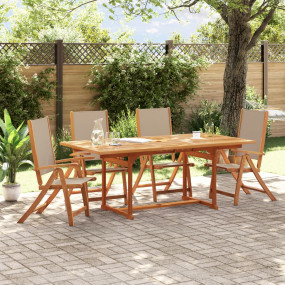 Folding Garden Chair Set of 4 Taupe