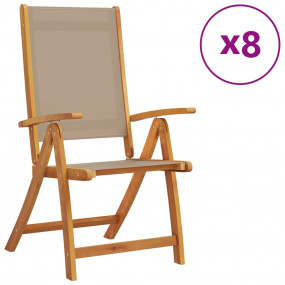 Folding Garden Chair Set of 8 Taupe Solid Acacia wood M...