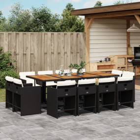 Patio Dining Set Set of 12 Black, Brown, Cream White