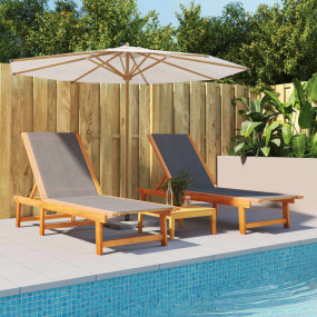 Sun Lounger Black Solid Acacia wood 78.7 x 26.0 x 13.4 ...