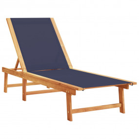 Sun Lounger Blue Solid acacia wood, Textilene fabric St...