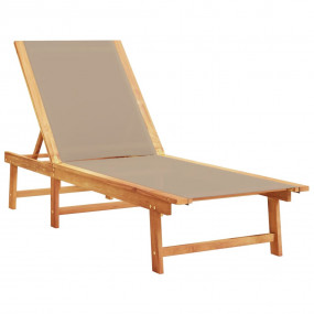 Sun Lounger Taupe Solid acacia wood with oil finish, te...