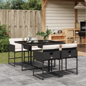 Garden Dining Set Black, Cream white
