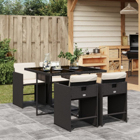 Patio Dining Set Set of 4 Black and Cream White