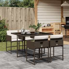 Garden Dining Set Brown, Black, Cream White