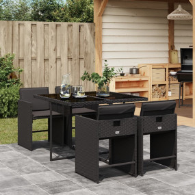 Patio Dining Set Set of 4 Black