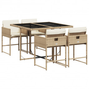 Garden Dining Set Beige, Black, Cream White