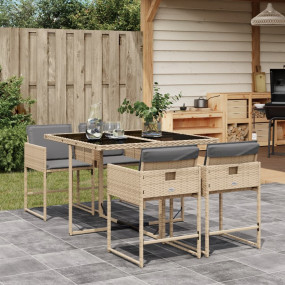 Garden Dining Set Mix beige, Light grey PE rattan Mediu...