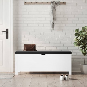 Storage Box White Engineered wood, Faux leather