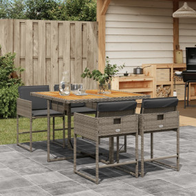 Garden Dining Set Gray PE Rattan 4-seater Foldable