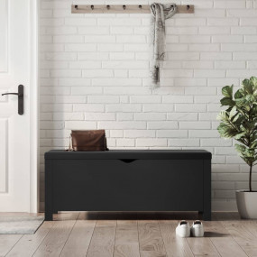 Storage Box Black Engineered wood 41.3x15.7x17.7 in Sto...