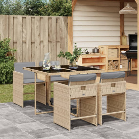 Patio Dining Set Set of 4 Mix Beige, Black, Light Gray