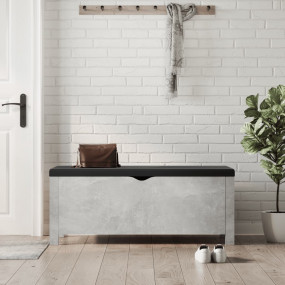 Storage Box Concrete Grey Engineered Wood, Faux Leather...