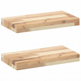 Floating Shelf Set of 2 Natural Solid Acacia Wood (Untr...