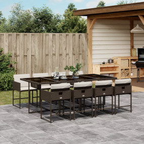Garden Dining Set Brown, Cream white, Black
