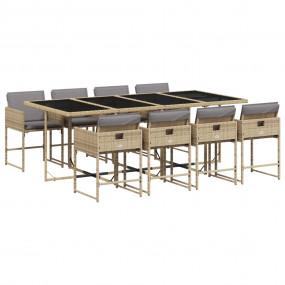 Garden Dining Set Mix beige PE rattan 8-seater Foldable...