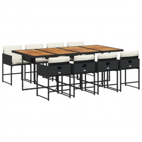 Garden Dining Set Black and brown with cream white cush...