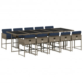 Patio Dining Set Set of 10 Gray PE Rattan 10-seater Fol...