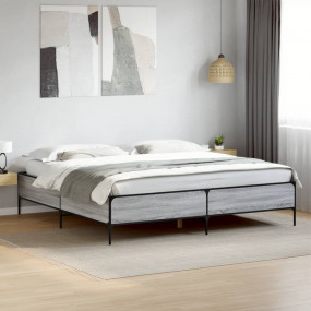 Bed Frame Grey sonoma Engineered wood, Metal 78.7 x 78....