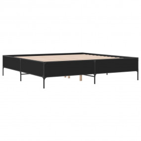 Bed Frame Black Engineered Wood Super King Durable Bed ...