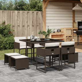 Garden Dining Set Brown, Cream White